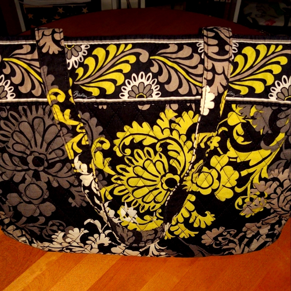 Vera Bradley Bag Yellow Black White Paisley - Picture 6 of 7